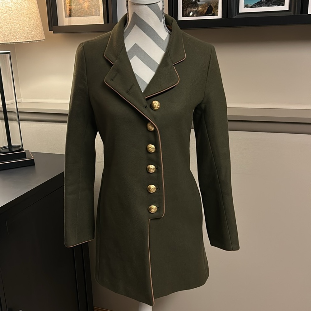 MICHELE NEGRI Firenze Wool Military Style Coat, Olive Green, Italian 44/US 8 M